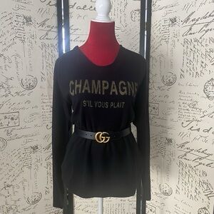NWOT! Black Viscose Sweater Champagne S’il Vous Plait One Size